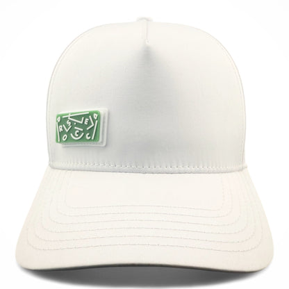 White HATT premium hat with green Abstract Soccer Field interchangeable patch - HATT Fashion