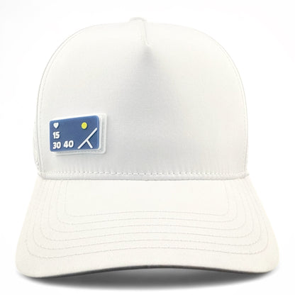 White HATT premium hat with blue Tennis Score interchangeable patch - HATT Fashion